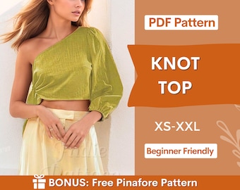 Knot Top Pattern | Sewing Pattern Top | Crop Top Pattern | One shoulder top pattern | Women sewing pattern | Beginner Sewing Pattern Easy