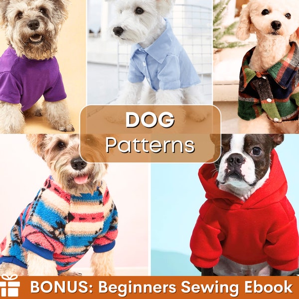 Dog Sewing Patterns Bundle, Dog Pattern, Dog Hoodie, Dog Shirt Sewing Patterns for dogs, Pattern for dog, Dog Tank Top Pattern, Pet Pattern