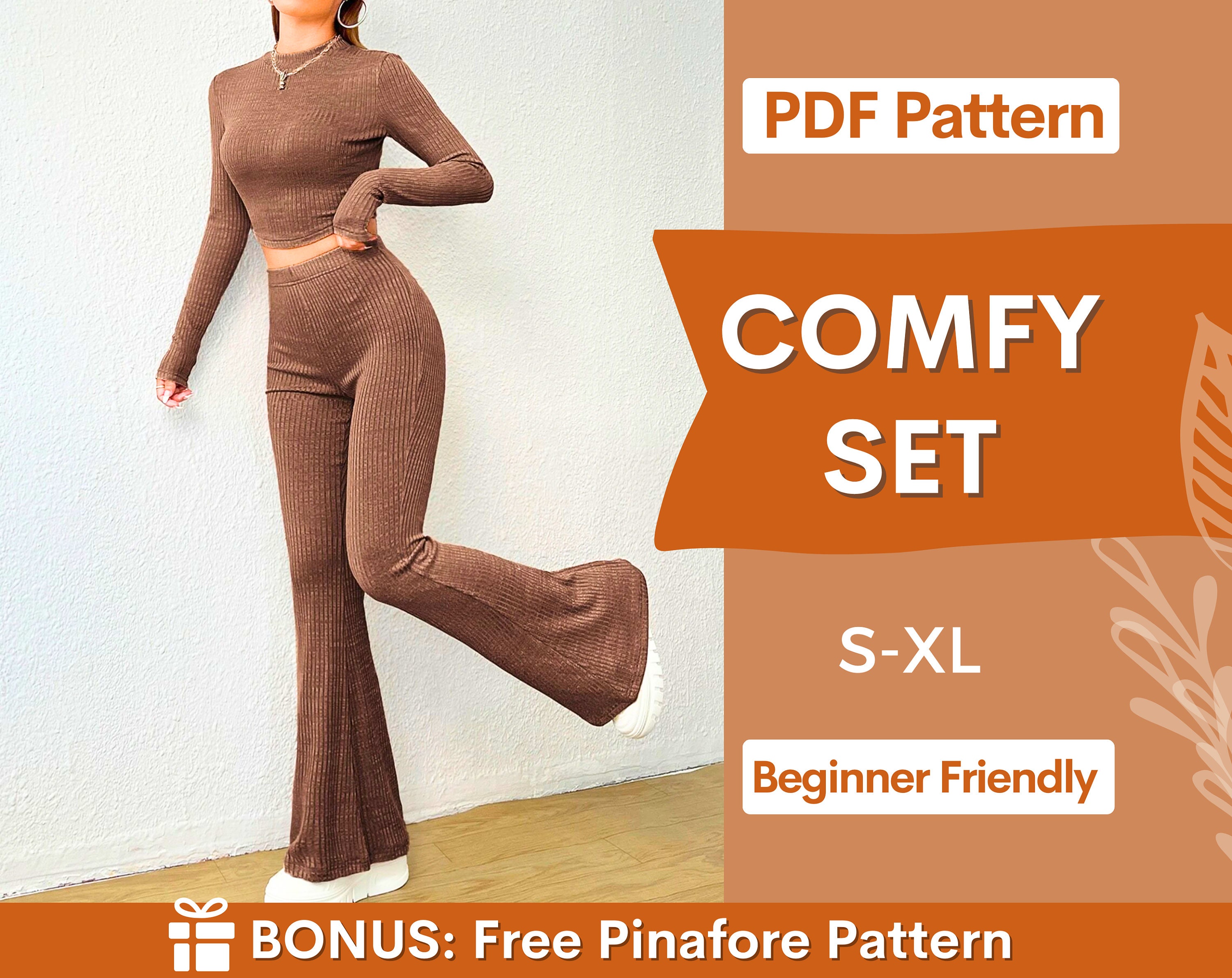 Flare Leg Pants & Crop Top Patterns Yoga Set Sewing Patterns