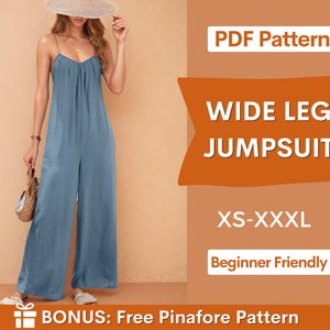 Wide Leg Jumpsuit Pattern | Women Pattern | Overalls pattern | Jumpsuit Pattern | Women Jumpsuits | Sewing Patterns | Overalls for Women