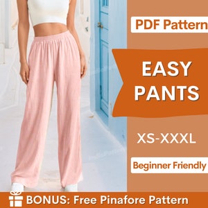 Pants Sewing Pattern for Women | Pants Pattern | Trouser Pattern | Women Sewing Pattern | High Waisted Pants PDF Pattern | Elastic Waistband