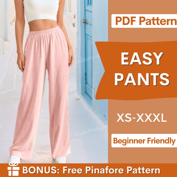 Patron de couture de pantalons pour femmes | Patron de pantalon | Patron de pantalon | Patron de couture femme | Patron PDF de pantalon taille haute | Taille élastique