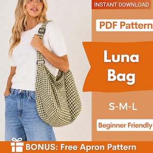 Luna Bag Pattern | Shoulder Bag Pattern | Crescent Bag Sewing Pattern | Boho Bag | Women Bag Pattern | Beginner Bag Pattern | Sling Bag