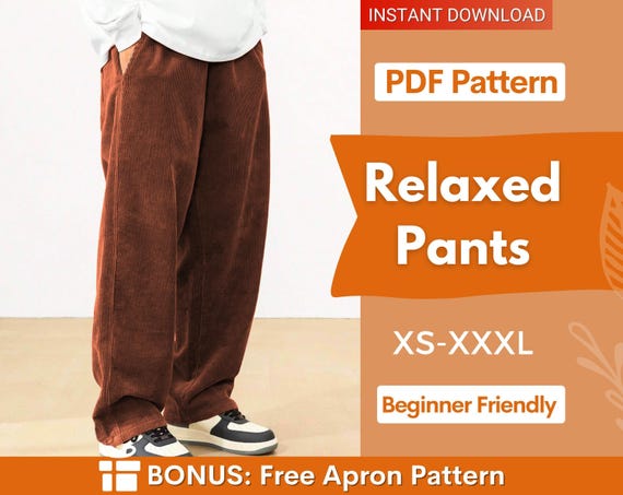 Men Pants Sewing Pattern | Men Trousers Pattern | Sewing Pattern for Men | Pants with Pockets | Men's Sewing Pattern | Elastic Waistband