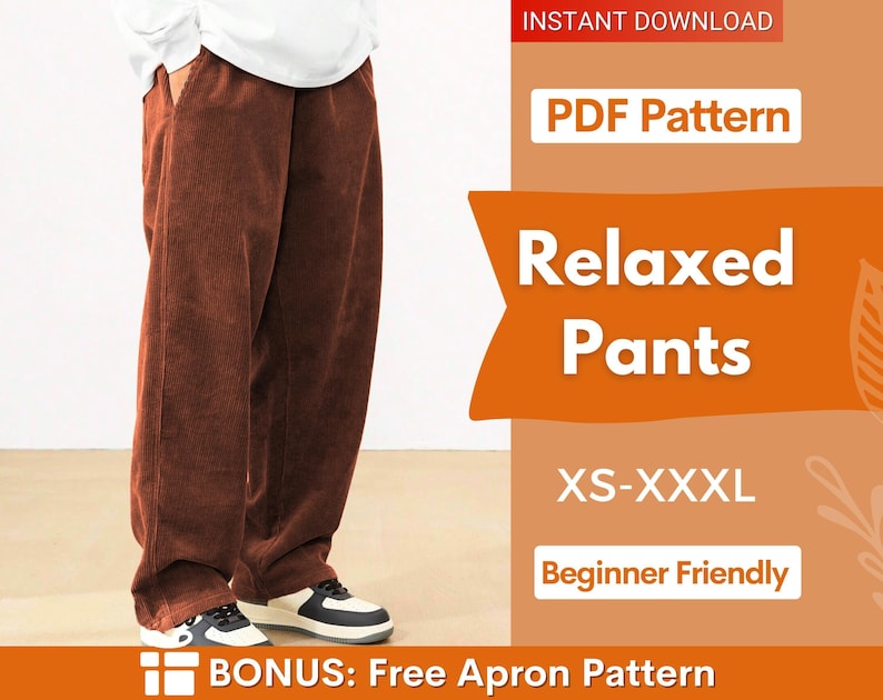 Men Pants Sewing Pattern | Men Trousers Pattern | Sewing Pattern for Men | Pants with Pockets | Men's Sewing Pattern | Elastic Waistband image 1