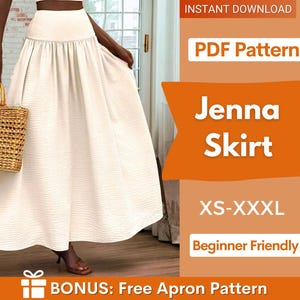 Skirt Sewing Pattern | Maxi Skirt Pattern | High Waist Skirt Pattern | Sewing Patterns, Women Sewing Pattern, Long Skirt, Skirt with Zipper