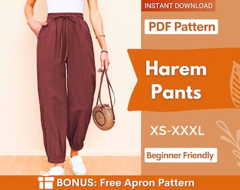Harem Pants Sewing Pattern for Women PDF | XS-XXXL | Jogger Pants Pattern |Joggers Pattern | Summer Pants Pattern | Loungewear Pants Pattern