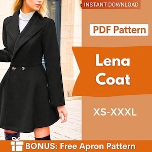 Coat Pattern | Jacket Sewing Pattern | Long Coat Pattern | Winter Jacket Coat Sewing Pattern for Women | Women Sewing Pattern Coat Jacket