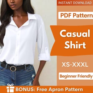 Shirt Sewing Pattern, Shirt Pattern, Button Up Shirt Pattern, Sewing Patterns, Sewing patterns for Women, Blouse Pattern, Top Sewing Pattern