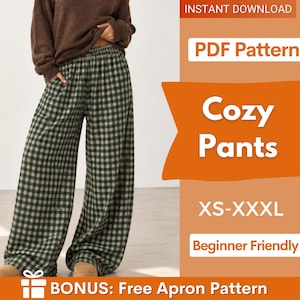 Wide Leg Pants with Pockets Sewing Pattern, Women Pants Pattern, Pajama Pants Sewing Pattern, Pyjama Pattern, Oversized Wide Leg Pants Women