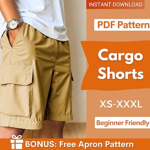 Patroon cargoshort voor heren | Naaipatroon heren | Shortpatroon heren | Naaipatroon voor heren | Naaipatroon cargoshort, herenpatronen