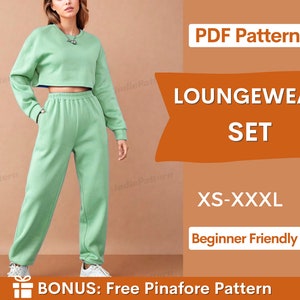 Loungewear Set Pattern, Sweat Set Pattern, Jogger Sewing Pattern, Women's Sweatpants Sewing Pattern Pants, Easy Joggers, Sweatshirt pattern