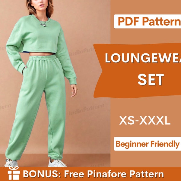 Loungewear Set Schnittmuster, Sweat-Set Schnittmuster, Jogger Schnittmuster, Damen Jogginghose Schnittmuster Hose, Easy Joggers, Sweatshirt Schnittmuster