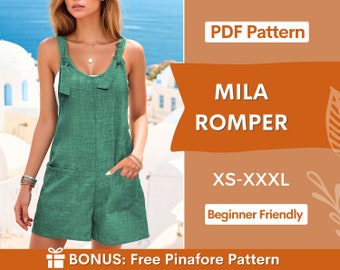 Summer Romper Pattern | Sewing Pattern | Dress Pattern | Playsuit pattern | Jumpsuit Sewing Pattern | Overalls Pattern |Women Sewing Pattern