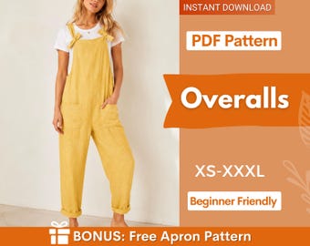 Overalls Sewing Pattern, Meadow Overalls, Romper Pattern for Women, Pattern Women Jumpsuit
