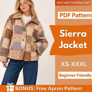 Patrón de costura para chaqueta de mujer / Patrón de chaqueta acolchada / Patrones de costura / Patrón de costura para chaqueta patchwork de mujer / Chaqueta para principiantes