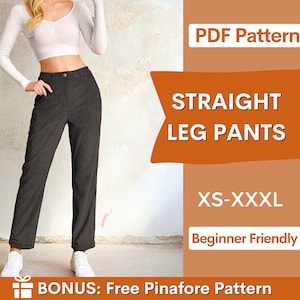 Pants Sewing Pattern | Trousers Pattern | Women Pants Pattern | Straight Leg Pants Pattern | High Waisted Pants Women Sewing Pattern