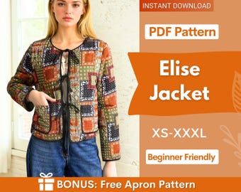 Jacke Schnittmuster | Fellmuster | Schnittmuster | Jacke Schnittmuster | Frauen Schnittmuster Jacke Mantel | Anfängerjacke, Steppjacke