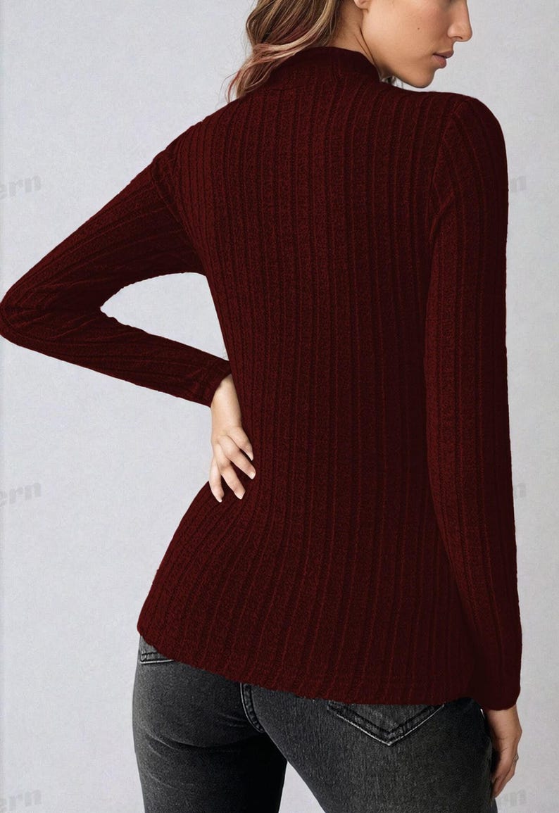 Patrón de costura para top de cuello alto / Patrón de blusa de manga larga / Top de cuello alto para mujer / Patrones de costura / Patrones para mujer / Patrón de top ajustado imagen 2