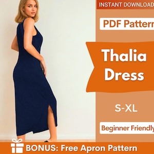 Dress Sewing Pattern - Slit Dress pattern, Prom Dress Pattern, Evening dress pattern, Elegant Dress pattern, Sleeveless dress pattern