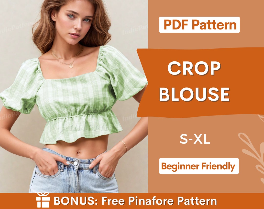 Ruffled Crop Top Sewing Pattern for Women PDF, Top Pattern, Milkmaid ...