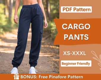 Patron de pantalon cargo, Patron de couture de pantalons femme, Patron de couture de pantalons femme, Pantalon avec poches, Patron de pantalon cargo, Patron femme