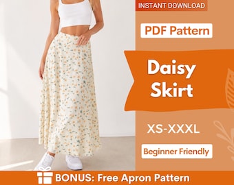 Daisy Skirt Pattern, Sewing Pattern for Women, Skirt Pattern, Skirt with Side Zipper Pattern, Easy Skirt, Beginner Skirt