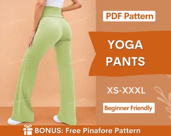 Yoga Pants Pattern | High Waist Pants Sewing Pattern | Flare Leg Pants Pattern |  Flare Leggings | Leggings pattern | Women Patterns