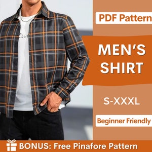 Men Shirt Pattern | Instant Download | Men Buttons Shirt Sewing Pattern PDF | Men's Button Shirt Pattern | Sewing Pattern for Men