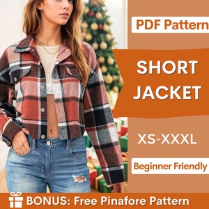 Jacket Pattern, XS-XXXL,Women Short Jacket Sewing Pattern, Women's Shirt Jacket, Shacket sewing pattern, Easy Jacket Pattern, sewing project