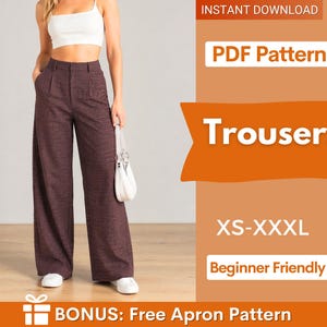 Pants Pattern for Women | XS-XXXL | Sewing Patterns | Trousers Sewing Pattern | Wide Leg Pants Pattern | Sewing Pattern Pants Women Sewing