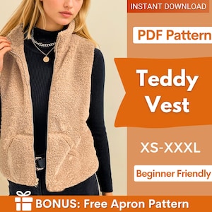 Teddy Vest Sewing Pattern for Women | Sewing Patterns | Women Pattern | Jacket Sewing Pattern | XS-XXXL