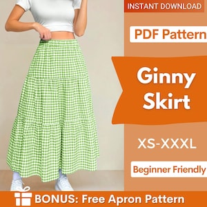 Tiered Maxi Skirt Sewing Pattern | Skirt Pattern | Women Skirt Pattern | Sewing Patterns | Women Sewing Pattern, Long Skirt Pattern