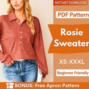 Sweater Sewing Pattern | Women Sewing Pattern | Sweatshirt Pattern | Women&#39;s Sewing Pattern | Puff Sleeve Sweatshirt, Sweater Shirt Pattern