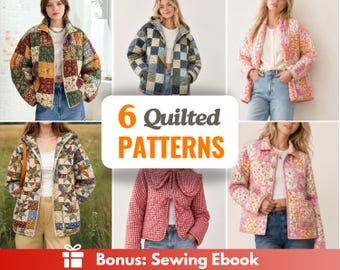 6 Jacket Sewing Patterns | Women Sewing Patterns | Jacket Sewing Pattern | Vest Pattern | Quilted Patterns | Quilted Coat Pattern