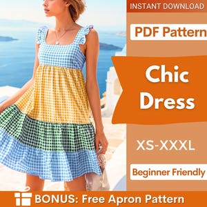 Dress Pattern | XS- XXXL | Dress PDF Sewing Pattern | Pinafore Dress Pattern | Beginner Pattern | Women Sewing Pattern | Easy dress pattern
