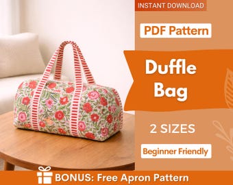 Duffle Bag Sewing Pattern | Bag Sewing Pattern | Beginner Pattern | Travel Bag Pattern | Large Bag Pattern | Beginner Bag Pattern