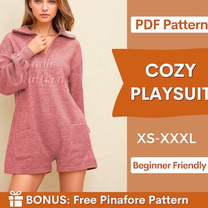 Cozy Playsuit Sewing Pattern | Sewing Patterns | Sewing Patterns for Women | Loungewear Sewing Pattern | Lounge Pattern | Patterns Sewing