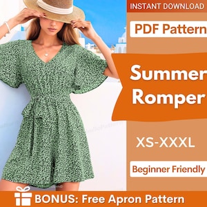 Romper Pattern | XS- XXXL | Romper Sewing Pattern | Summer Dress Pattern | Playsuit sewing pattern | Jumpsuit Sewing Pattern | Women pattern