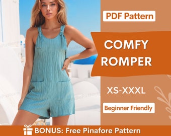 Comfy Romper Pattern | XS-XXXL | Romper Sewing Pattern | Summer Dress Pattern | Playsuit sewing pattern | Jumpsuit Sewing Pattern Beginner