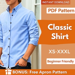 Shirt Sewing Pattern, Men Shirt Pattern, Button Up Shirt Pattern, Mens Sewing Pattern, Shirt Pattern, Sewing Patterns for Men