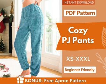 Cozy Pajama Pants pattern, Pajama Pattern, PJ Pants pattern, Pyjama Pattern, Lounge Pants Sewing Pattern PDF, Sewing Pattern for Women