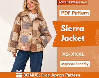 Naaipatroon voor een damesjas | Patroon voor een gewatteerde jas | Naaipatronen | Naaipatroon voor een damesjas met patchwork | Jas voor beginners