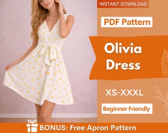 Wykrój sukienki Olivia | Wykrój sukienki damskiej | Wykrój sukienki letniej | Sukienka bez rękawów | Sukienka balowa | Wykrój sukienki damskiej w formacie PDF