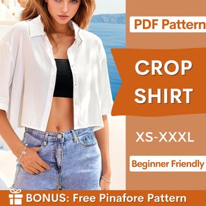 Long Sleeve Crop Top With Tie Front PDF Sewing Pattern Sizes 34-50 in  English -  Canada