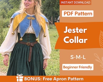Medieval Jester Collar Sewing Pattern, Jester Collar Pattern, Jester Costume Pattern, Medieval Pattern, Fantasy Pattern, Ren Faire Pattern