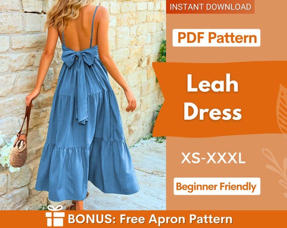 Back Tie Dress Pattern | Summer Dress Sewing Pattern | Maxi Dress Pattern | Women Dress Pattern | Sewing Patterns for Women, Dress Pattern