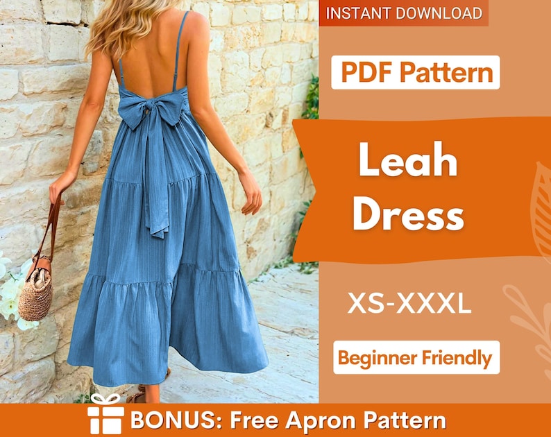 Back Tie Dress Pattern | Summer Dress Sewing Pattern | Maxi Dress Pattern | Women Dress Pattern | Sewing Patterns for Women, Dress Pattern image 1
