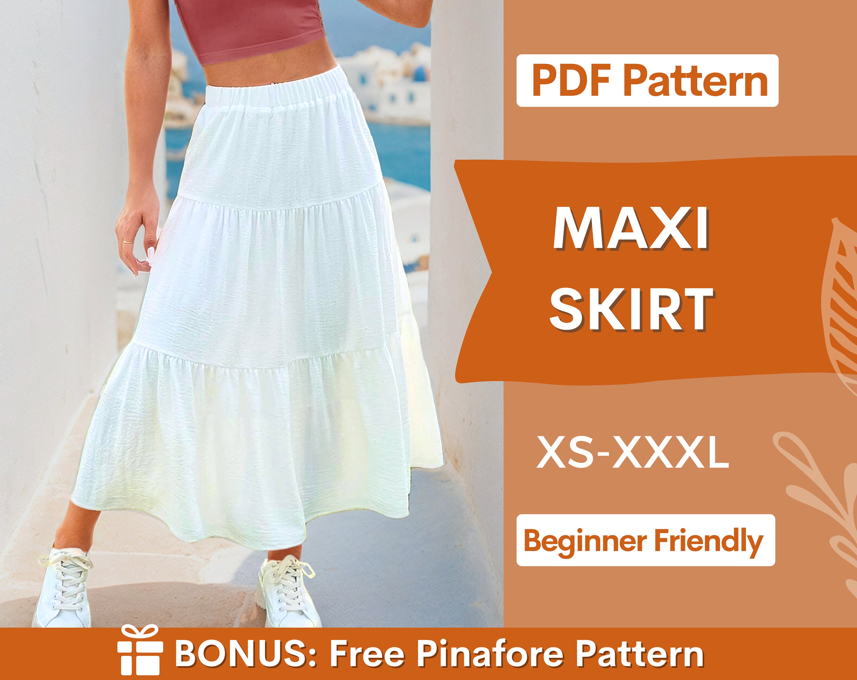 Tiered Maxi Skirt Pattern Etsy Canada