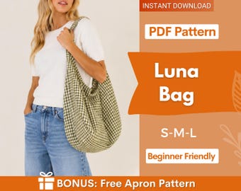 Luna Taschenmuster | Schultertasche Muster | Crescent Tasche Schnittmuster | Boho Tasche | Frauen Tasche Muster | Taschenschnittmuster | Schultertasche